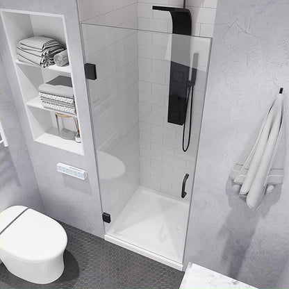 ANZZI 72" x 30" Frameless Shower Door in Gun Metal Black, Passion Water Repellent Glass Shower Door with Seal Strip Parts and Handle, 3/8 Glass Hinged Shower Door with Handle (SD-AZ09-02GB)