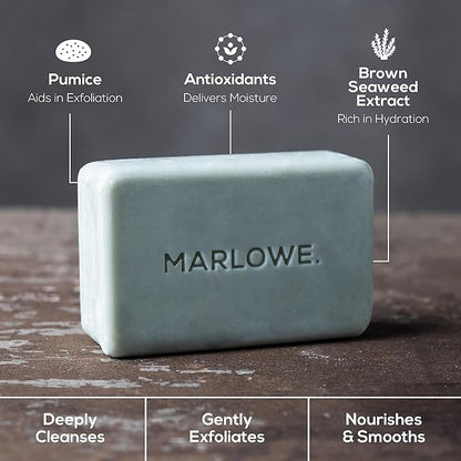 MARLOWE. No. 108 Lightly Exfoliating Soap Bar, 7oz (12 Bars) Polishing, Moisturizing & Cleansing Bar Soap for Men, Made with Natural Ingredients