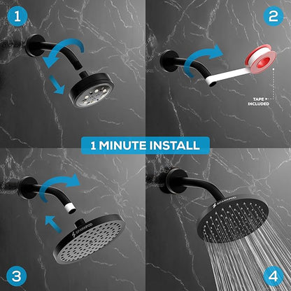 SparkPod Shower Head - High Pressure Rain - Premium Quality Luxury Design - 1-Min Install - Easy Clean Adjustable Replacement for Your Bathroom Shower Heads (Vintage Oil Rubbed Bronze, 8 Inch Square)