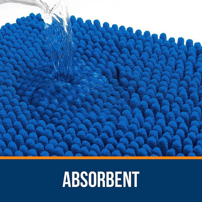 OLANLY Bathroom Rugs 30x20, Extra Soft Absorbent Chenille Bath Rugs, Rubber Backing Quick Dry, Machine Washable Bath Mats for Bathroom Floor, Tub and Shower, Home Decor Accessories, Deep Navy Blue
