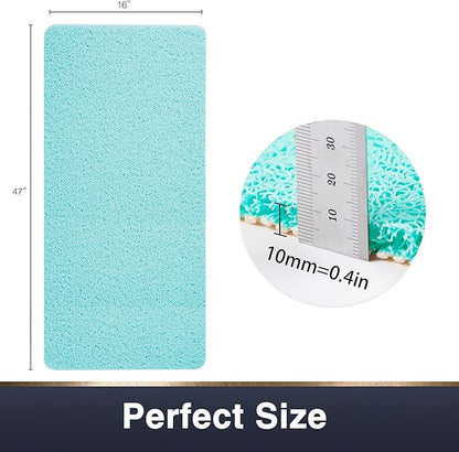 Asvin Soft Textured Bath, Shower, Tub Mat, 47x16 Inch, Phthalate Free, Non Slip Comfort Bathtub Mats with Drain, PVC Loofah Bathroom Mats for Wet Areas, Quick Drying