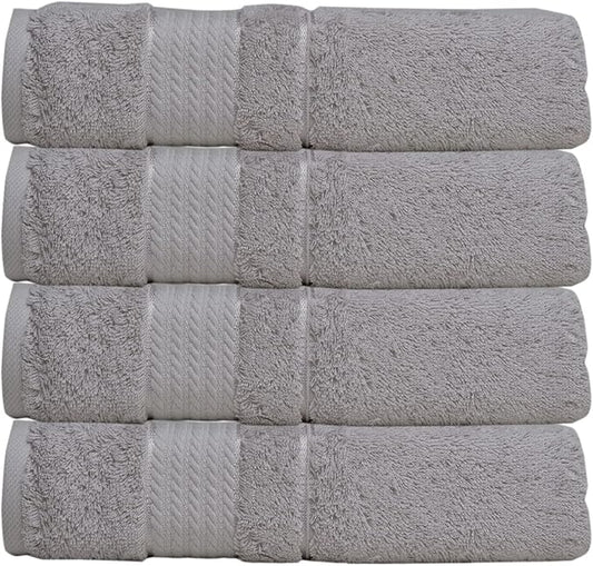 Melissa Linen, 4 Piece Washcloth Set, 100% Turkish Cotton Towels for Body and Face, 12 in x 12 in, Absorbent, Quick Dry, Durable and Soft, Baby Washcloths, Wash Rags for Kitchen, Steel Grey
