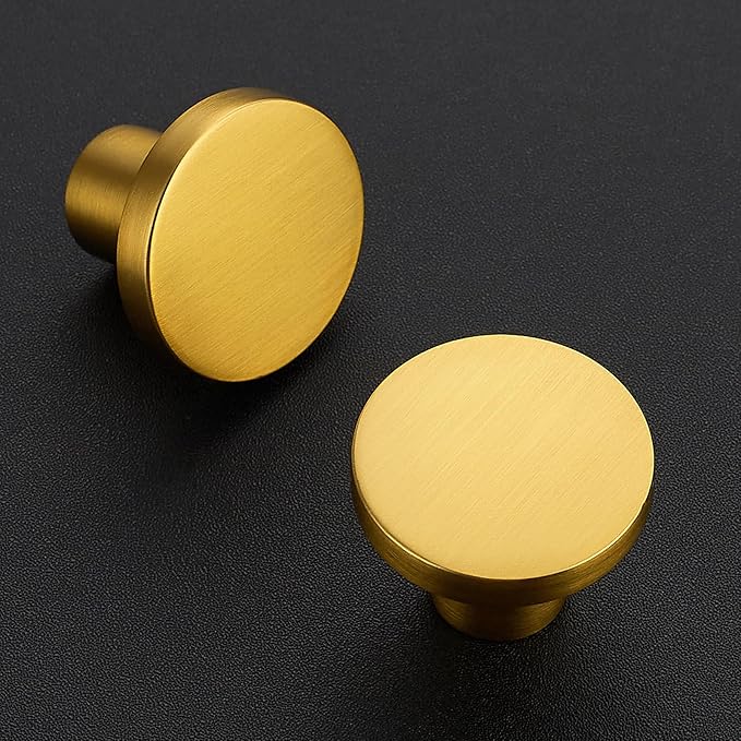 Ravinte 25 Pack Cabinet Knobs Gold Kitchen Cabinet Knobs Round Dresser Drawer Pulls Closet Door Pulls 1-1/5 Inch