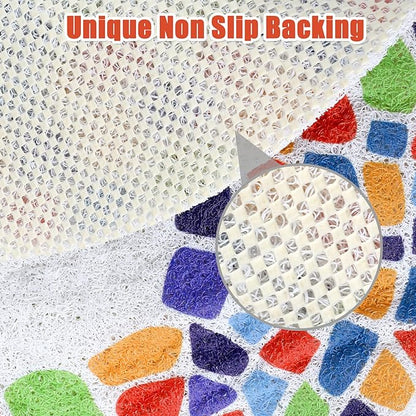 Shower Mat Non-Slip, Soft Comfort Bath Mat with Drainage Holes, PVC Loofah Massage Bathmat for Shower,Tub,Bathroom,Wet Areas, Quick Drying