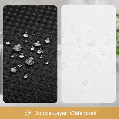 3 in 1 Shower Curtain Set, Black Waffle Shower Curtain and PEVA Liner Set with 12 Stainless Steel Shower Curtain Hooks, Waterproof Fabric Shower Curtains for Bathroom, 72 W x 72 H