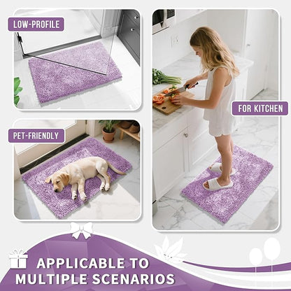 Yimobra Chenille Bathroom Rugs Non Slip, Extra Thick Soft Absorbent Bath Rug, Machine Washable Quick Dry Bath Mat for Bathroom Floor, Tub and Shower, Home Decor Accessories, 24x17, Lilac