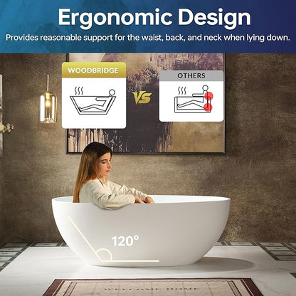 WOODBRIDGE 61 in. x 30.75 in. Stone Resin Luxury Contemporary Solid Surface Freestanding Bathtub in Matte White