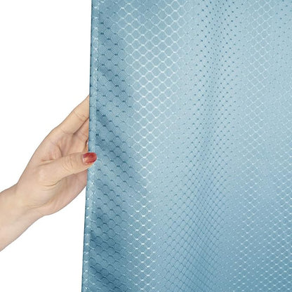 AooHome Extra Long 75 Inch Shower Curtain, Fabric Bathroom Curtain Waffle Weave Plaid Design with Hooks, Weighted Hem, Heavy Duty, Water Repellent, Light Blue