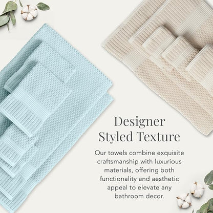 NY Loft 100% Cotton Hand Towel 6 Pack Hand Towel Set | Super Soft & Absorbent Quick-Dry Hand Towels 16" x 28" |Textured and Durable Cotton | Trinity Collection (6 Pack Hand Towel, Sand)
