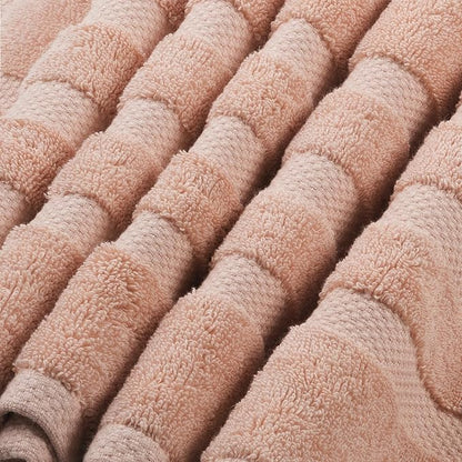 SOFE H&L | Olea Luxury Turkish Cotton Bath Towels Set of 3 : 1 Bath Towel, 1 Hand Towel, 1 Wash Cloths, Blush | Thick, Premium, Soft, Durable, Absorbent - Hotel Quality Towel Sets for Bathroom