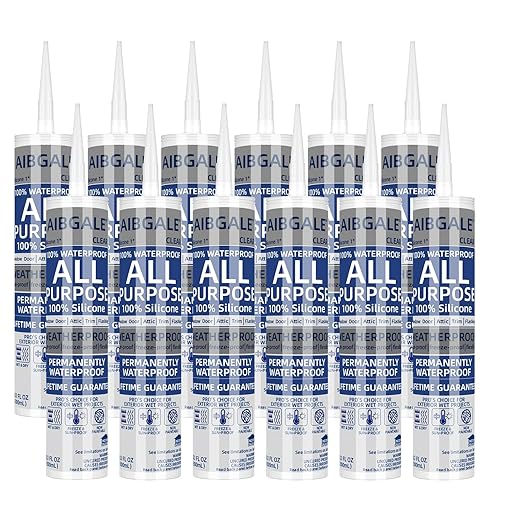 12 Pack of Clear Silicone Sealant, All-Purpose 100% Waterproof Silicone Caulk - 10.1 oz Cartridge, Adhesive Caulking Tool for Indoor & Outdoor Windows, Aquarium, Bathroom Auto Leak Seal (12)