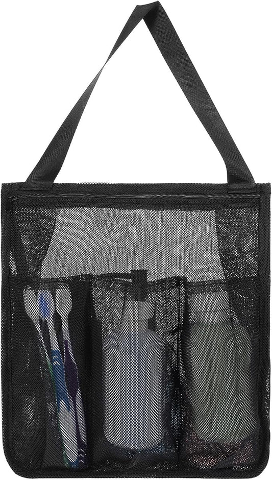 Portable Mesh Shower Caddy, Quick Dry Hanging Shower Bag with Zipper and Side Pockets, Freestanding Showers Tote Bag for College Dorm, Bathroom, Gym, Travel