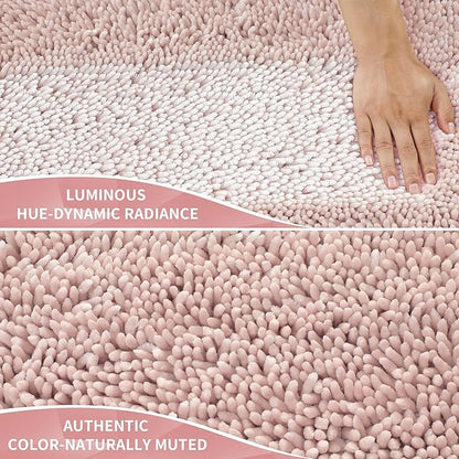 Yimobra Chenille Bathroom Rugs Non Slip, Extra Thick Soft Absorbent Bath Rug 31.5x20 Inch, Machine Washable Quick Dry Bath Mat for Bathroom Floor, Tub and Shower, Home Decor Accessories, Pink