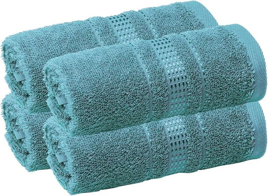 Melissa Linen, Fingertip Towels 4 Pack, 100% Turkish Cotton, Small Hand Towels for Body and Face, 12 x 18 in, Soft and Absorbent, Quick Dry, (Maldive Green Fingertip Hand Towels)