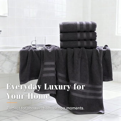 Cotton Bath Towel – Large 30x60 Inches, Soft, Thick & Absorbent Towel for Bathroom, Spa, or Home Use (Gray, 2 Pack – 30"x60")