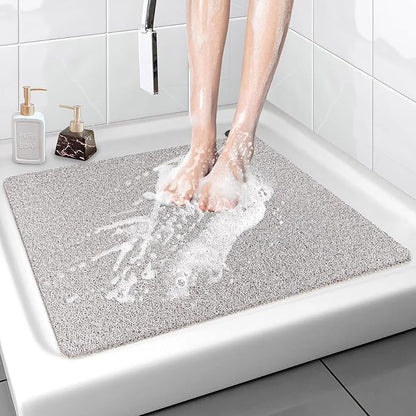 Shower Mat Bathtub Mat Non-Slip - 24x24 Inch, Soft Comfort Bath Mat with Drainage Holes, PVC Loofah Massage Bathmat for Shower, Tub, Bathroom, Wet Areas, Quick Drying