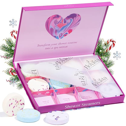 Aromatherapy Shower Steamers Gift Set – 12 Spa Tablets, 6 Scents (Lavender, Mint & Eucalyptus, Jasmine, Watermelon, Grapefruit & Orange) – Relaxation & Stress-Relief Self-Care Gifts for Women