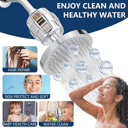 4-Pack 20 Stage Shower Filter Replacement Cartridge - Water Filter Cartridge for Hard Water, Chlorine, Heavy Metals, High Output Shower Water Softener