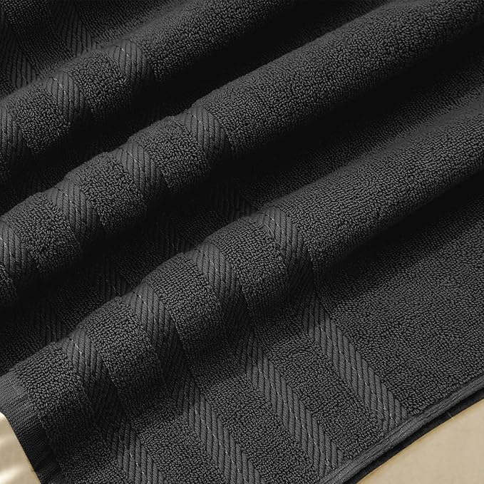 Hearth & Harbor Bath Towels for Bathroom - 100% Ring Spun Cotton Luxury Bathroom Towels - Soft & Highly Absorbent Bath Towels Set, 6 Piece Set, Black