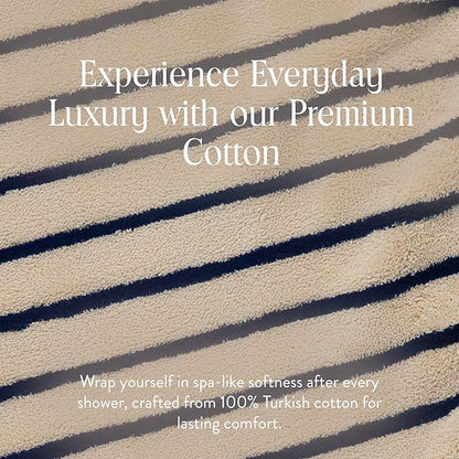 Brooklinen Super-Plush Turkish Cotton Bath Sheets - Set of 2 - Cotton, 820 GSM, Highly Absorbent, Machine Washable, Perfect for Home & Bathroom (40" x 65", Striped Navy)