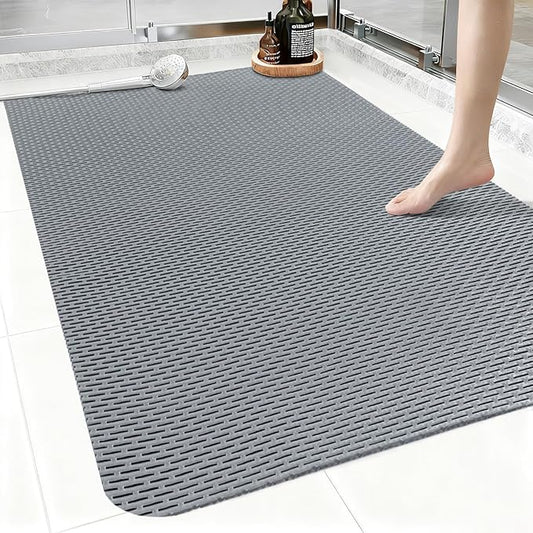 Extra Large Shower Mat: 47"x32" Non Slip Shower Mats for Inside Shower, PVC Anti Slip Shower Stall Mats No Odor, Trimmable Walk in Shower Mats for Elderly Kids