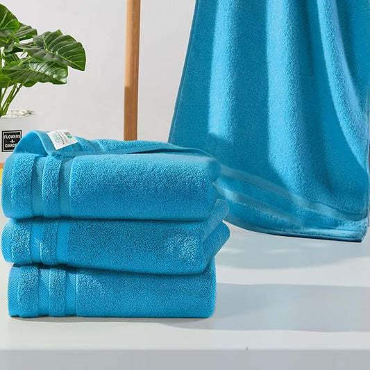 Turquoise Hand Towels, Bathroom Hand Towels Set of 4，14"x30" - 100% Cotton | Lightweight | Thick 480GSM | Soft | Absorbent, Fluffy Towels Decorative Set, Bathroom Essentials, Turquoise Blue