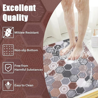 Shower Mat Bathtub Mat Non-Slip, 32x32 Inch, Soft Comfort Bath Mat with Drainage Holes, PVC Loofah Massage Bathmat for Shower, Tub, Bathroom, Wet Areas, Quick Drying