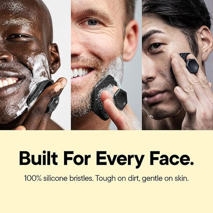 TOOLETRIES Men's Face Scrubber - Premium Silicone Facial Cleansing Brush, Gentle Exfoliator Pad & Soft-Touch Massager - Removes Dead & Dry Skin - Long Lasting Shower Accessories - Charcoal