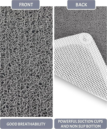 Mecko Non-Slip Shower Mat, Anti-Slip Bath Mat with Suction Cups – Quick-Drying Loofah Texture for Tub with for Indoor and Outdoor Use, Bathtubs and Wet Areas (Grey, 16"x40")