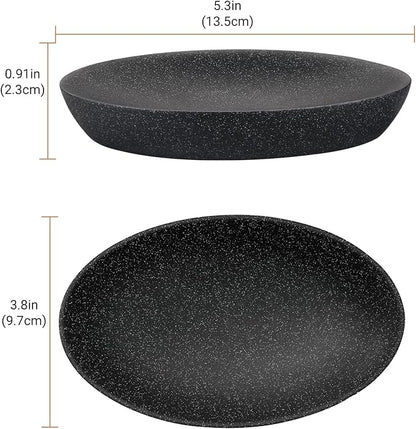 Shinowa Soap Dish, Resin Soap Saver Sponge Dish Tray Mini Storage Tray for Bathroom Bedroom Vanity Table Kitchen Counter-Top Organization, Gravel Black
