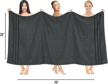 RIVERSIDE Pack of 2 Extra Large Bath Sheets 35 x 70 Inches - 100% Ring Spun Cotton Hotel Quality Oversized Bath Towels - Super Soft, Highly Absorbent & Quicker to Dry - Grey