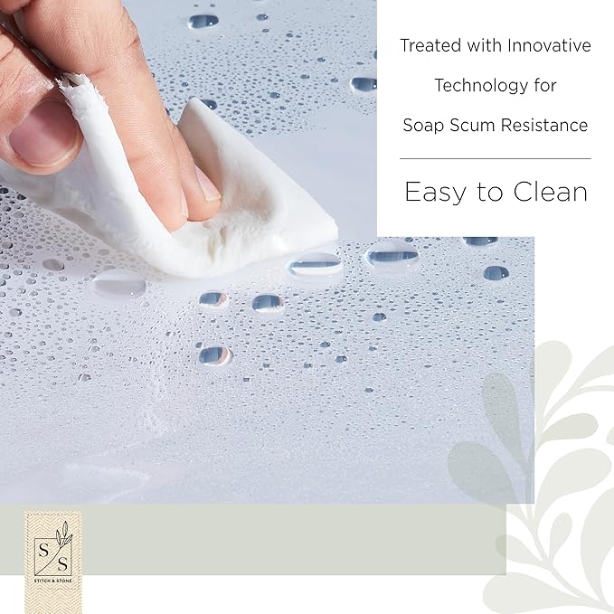 Stitch & Stone Shower Curtain Liner, Premium Medium Weight Durable Waterproof 6g PEVA for Bathroom with Weighted Magnets, Extra Long 72" x 96", Clear 1 Pack