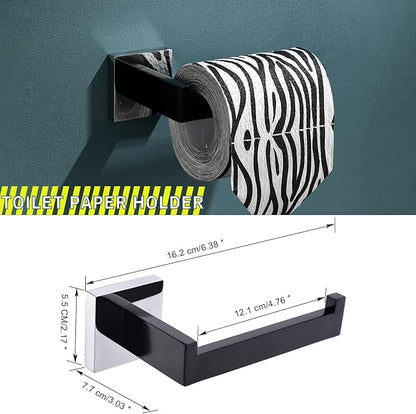 Bathroom Towel Bar Holder Sets Black and Polished 4-Piece Bathroom Hardware Set Stainless Steel Bath Accessories Kit. Wall Mounted,23.6 Inch