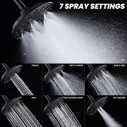 Ryamen Filtered Shower head, Rain Shower Head with Filter, High Pressure Shower Filter Head for Hard Water, 99% REMOVAL for Chlorine, Heavy Metals, Improves Skin & Hair (Unfiltered, Black)