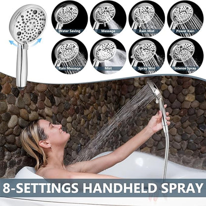 Aolemi 3 Handles Tub Shower Faucet Set with Valve Bathtub Combo Set Shower System Complete Trim Kit Wall Mounted Polish Chrome