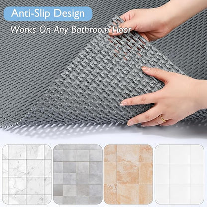 Extra Large Non-Slip Shower Mat, Fast-Dry PVC Bath Stall Tub Mat, Drain-Hole Design for Shower Stall Tub for Elderly/Kids, Non Slip Bath Mat Bathroom Safety Accessory, Gray 47"x32"