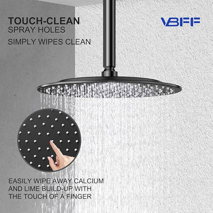 VBFF-Shower Head,rain shower head, 10 inch- Round Shower Head, 1.8 GPM Flow Rate, rainfall showerhead,VBFF12 (Matte Black)