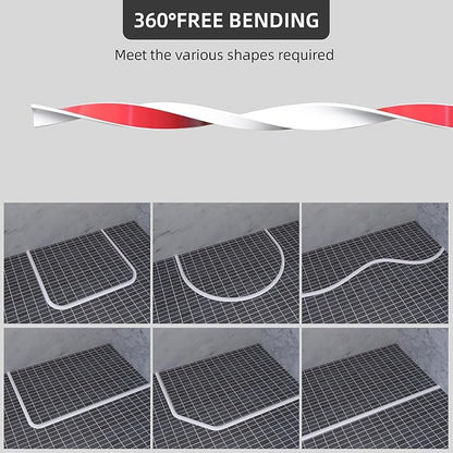98Inch Collapsible Shower Threshold Water Dam Barrier, Self Adhesive Silicone Waterproof Shower Barrier Water Strip Dam for The Gap Between the Shower Kitchen Countertop Sink and Cooktop