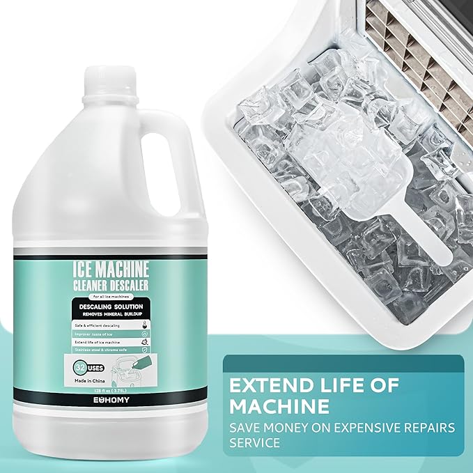 EUHOMY 32 Uses Ice Machine Cleaner Descaler (1 Gallon / 3.75L), 128 Fl OZ Ice Maker Cleaner, Ideal Universal Descaling Solution for All Brands Ice Maker, Single Use Coffee and Espresso Machines