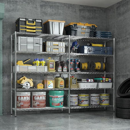 VINGLI 70" W Storage Shelves 1600LBS Heavy Duty Metal Shelving, Upgraded 5 Tier Garage Shelving Unit, Adjustable Wire Shelf for Storage Rack Commercial Pantry Shelf Organizer, 69.8"W × 15.8"D × 71"H