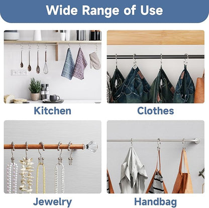 Titanker Shower Curtain Hooks Rings, Rust Resistant Metal Double Glide Shower Hooks Rings for Bathroom Shower Rods Curtains, Set of 24 Hooks - Nickel