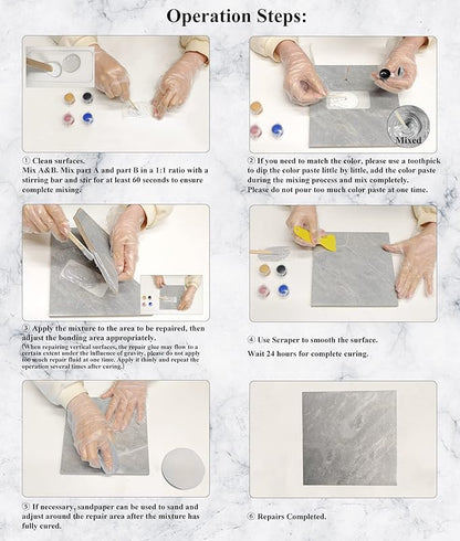 Tub, Tile and Shower Repair Kit (Color Match), Hupeyna Porcelain Repair Kit, Bathtub Repair Kit for Chips Dents Cracks Holes Scratchs, etc. Fiberglass Repair Set - Offer More Color Options