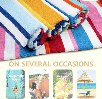 CASA COPENHAGEN Bora Bora Beach Towels Designed in Denmark Rough and Tough, Quick Dry, for Pool, Bath & Shower 30x60 inches 4 Pieces Cotton Beach Bath Towels Set - Yellow