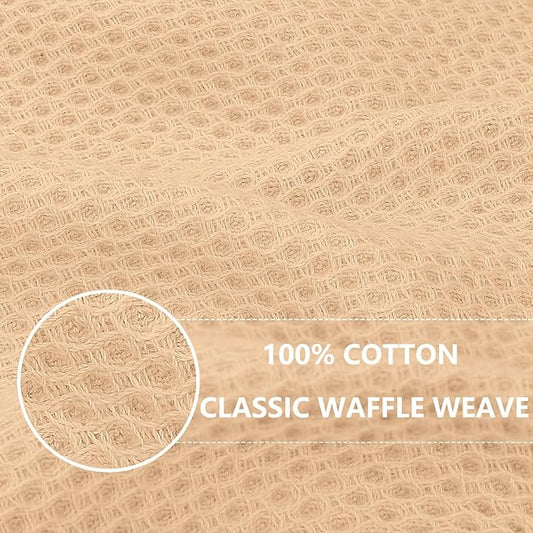 Homaxy 100% Cotton Waffle Weave Kitchen Dish Towels, Ultra Soft Absorbent Quick Drying Cleaning Towel, 13 x 28 Inches, 6-Pack, Apricot