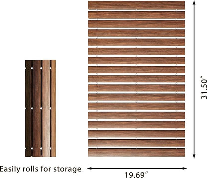 Teak String Shower Mat,Wood Non Slip Bath Mats for Bathroom, Quick Dry Bath Tub Mat for Spa, Sauna, Pool, Hot Tub Flooring Decor and Protector(19.7" W x 31.5" L)