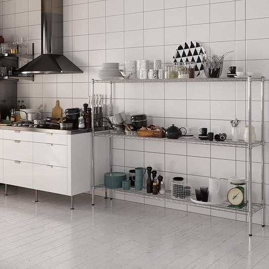 14" Deep x 72" Wide x 54" Height Wire Shelving Kit | 3-Tier | NSF Commercial Storage Rack Unit