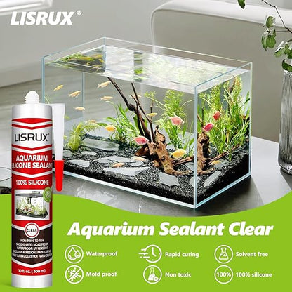 1 Pack Aquarium Silicone Clear Sealant, High Elasticity, Safe for Fish,Fast Curing Waterproof Aquarium Safe Silicone,10 Fl Oz Non-Toxic Fish Tank Safe Sealant,Strong Adhesion