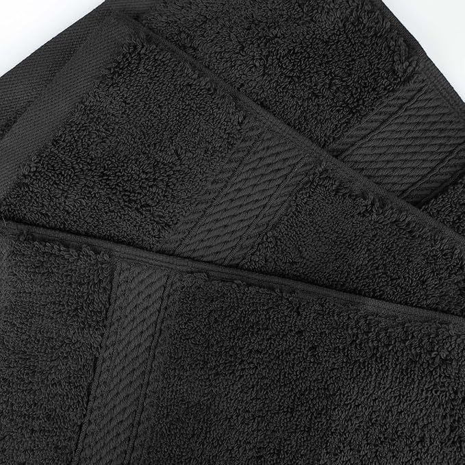Superior Egyptian Cotton Pile Bath Sheet Set of 2, Ultra Soft Luxury Towels, Thick Plush Essentials, Absorbent Heavyweight, Guest Bath, Hotel, Spa, Home Bathroom, Shower Basics, Black