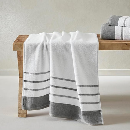 Great Bay Home Decorative Hand Towel Set - Luxury Cotton 4 Pack 26x16 Hand Towel Set - Luxurious, Ultra-Soft, Durable Towels for Bathroom Decor (Dark Grey/Light Grey)