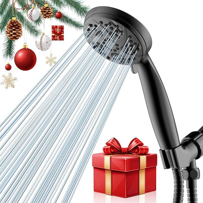 Hand Held Shower Head, High Pressure 6 Spray Mode Handheld Showerhead, Matte Black Shower Head with 59 Inch Stainless Steel Hose and Adjustable Bracket
